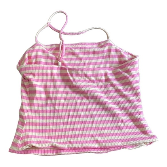 AFRM pink striped ribbed saddle one shoulder crop top - Picture 4 of 8